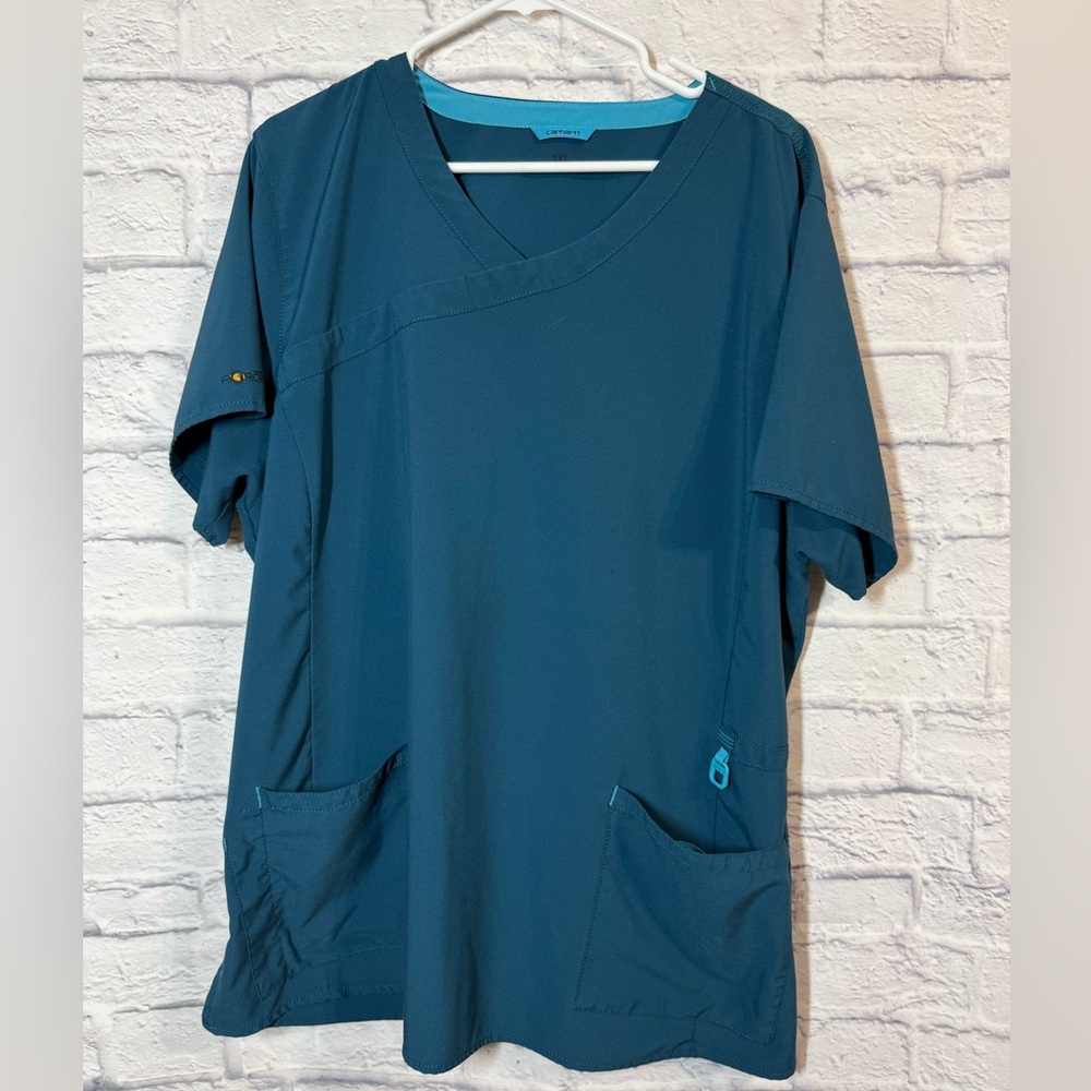 Carhartt Women's V-Neck Scrub Top - Teal, 3XL